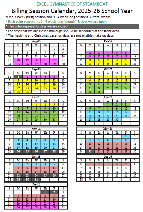 2025 School Year Billing Calendar